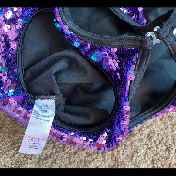 Weissman Dance purple and teal sequin tank top - Picture 3 of 5